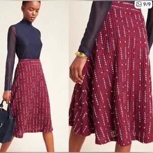 Anthropologie Burgundy Textured Skirt | Lined |